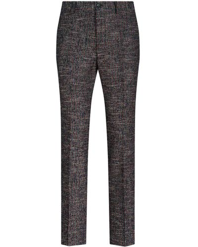 Etro Patterned-jacquard Straight-leg Trousers - Grey