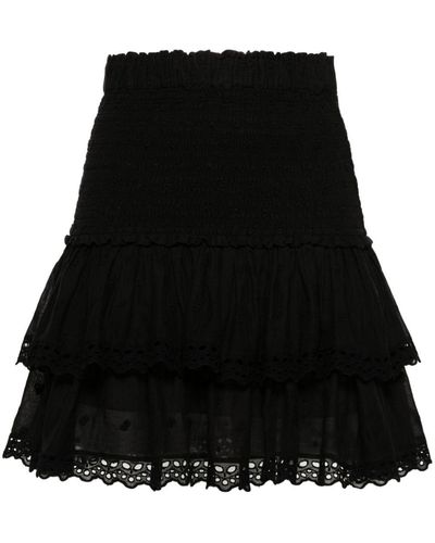 Isabel Marant Naomi Smocked Ruffled Miniskirt - Black
