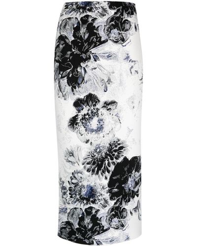 Alexander McQueen Falda Chiaroscuro con motivo floral - Negro