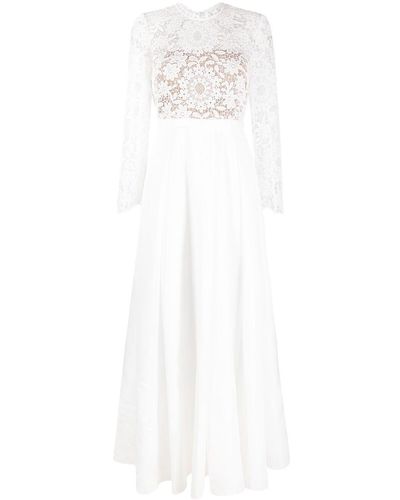 Self-Portrait Lace-panelled Gown - White