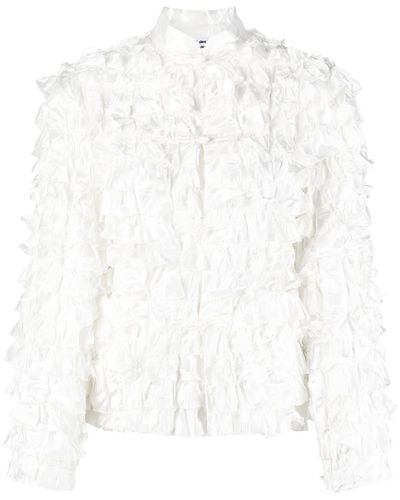 Comme des Garçons Chaqueta entallada con cuello mao - Blanco