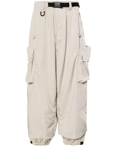 Y-3 Buckled-waist Cargo Trousers - Natural