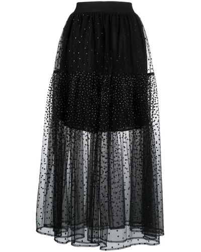 Maje Jupe en tulle à ornements en cristal - Noir