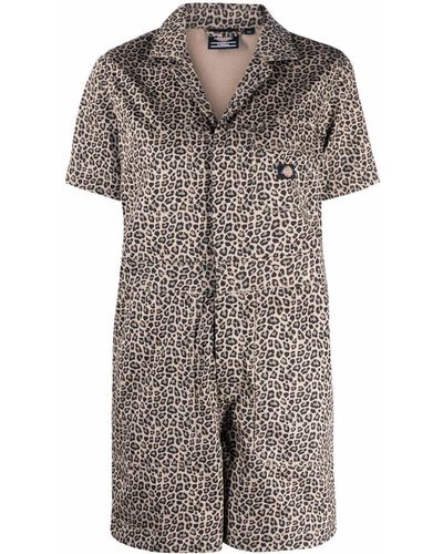 Dickies Construct Leopard-print Logo-patch Playsuit - Brown