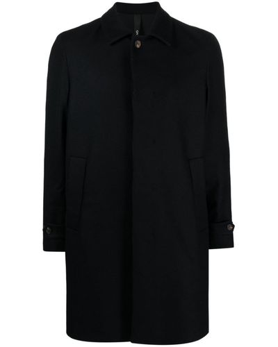 Hevò Spread-collar Single-breasted Coat - Black
