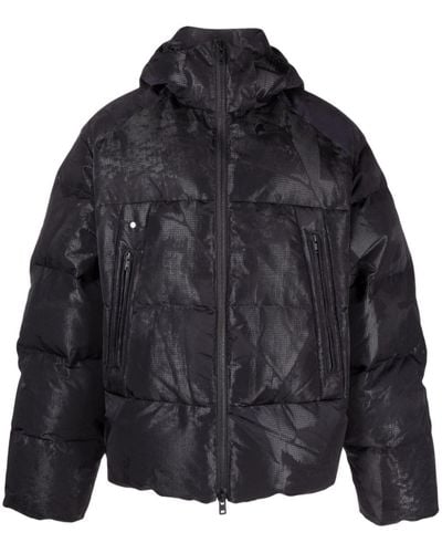 Y-3 Graphic-print Hooded Puffer Jacket - Black