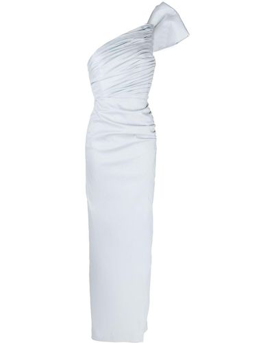 Rachel Gilbert Olive リボン シャーリング ドレス - ホワイト
