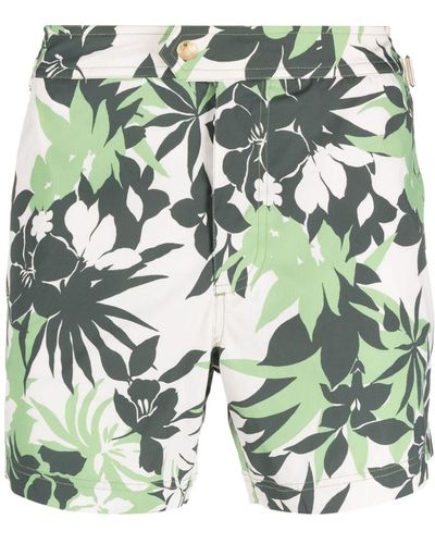 Tom Ford Badeshorts mit Tropical Flower-Print - Grün