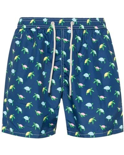 Mc2 Saint Barth Turtle-print Swim Shorts - Blue