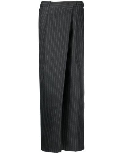 Jonathan Simkhai Tayler Pinstripe Wide-leg Pants - Gray