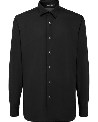 Philipp Plein Skull&bones-button Cotton Shirt - Black