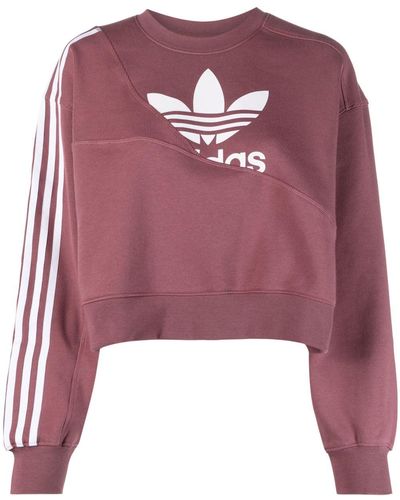 adidas Paneled Logo-print Cotton Sweatshirt - Pink