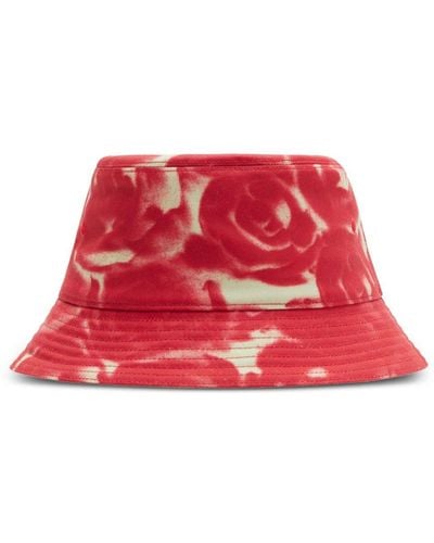 Burberry Rose-print Cotton Bucket Hat - Red