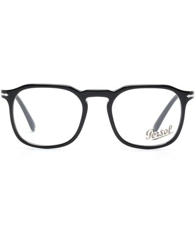 Persol Runde PO3337V Brille mit Logo-Gravur - Braun