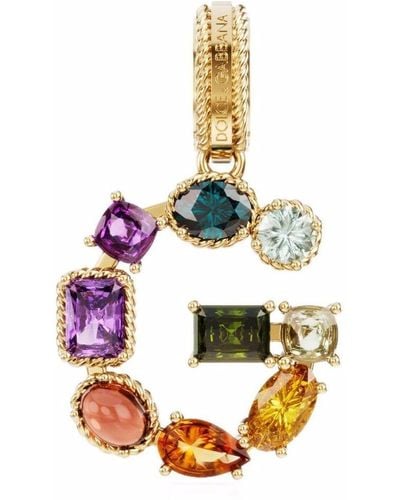 Dolce & Gabbana Rainbow Alphabet G 18kt Yellow Gold Multi-stone Pendant - Metallic