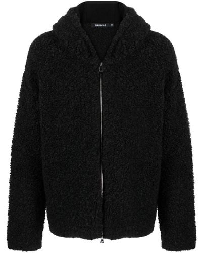 NAHMIAS Slogan-print Hooded Coat - Black
