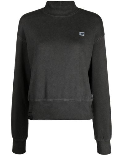 Izzue Stonewashed Mock-neck Sweatshirt - Black