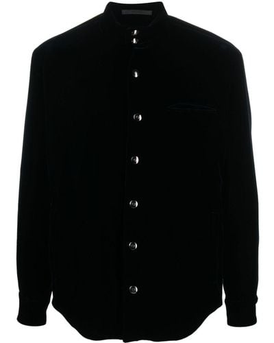 Giorgio Armani Velvet-finish Press-stud Fastening Shirt Jacket - Black