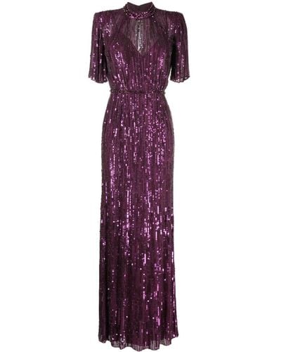 Jenny Packham Viola Sequin Gown - Purple