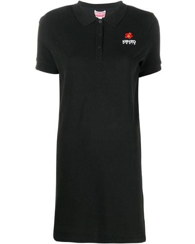 KENZO Embroidered-logo Jersey-knit Dress - Black
