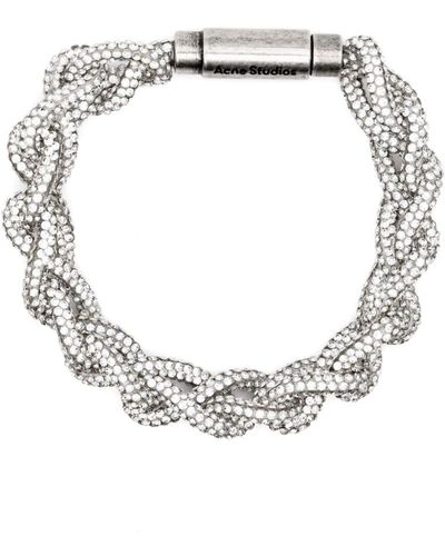 Acne Studios Crystal-embellished Cord Bracelet - Metallic