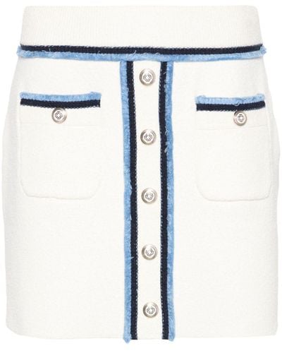 Maje Decorative-buttons bouclé miniskirt - Blu