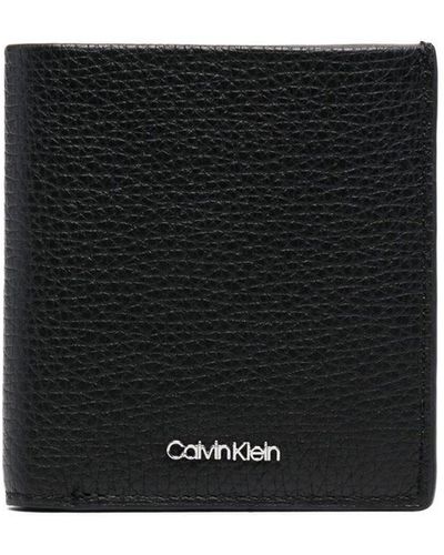 Calvin Klein Portemonnaie aus strukturiertem Leder - Schwarz