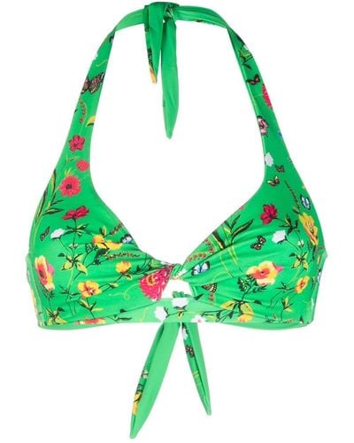 Mc2 Saint Barth Floral-print Twist Bikini Top - Green