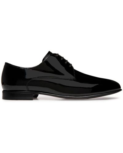 Bally Almond-toe Patent-finish Derby Shoes - Black