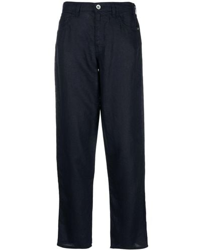 Emporio Armani Wide-leg Linen Pants - Blue