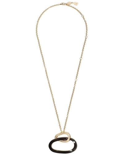 De Grisogono 18kt Rose Gold Double Oval Diamond And Enamel Pendant Necklace - Metallic
