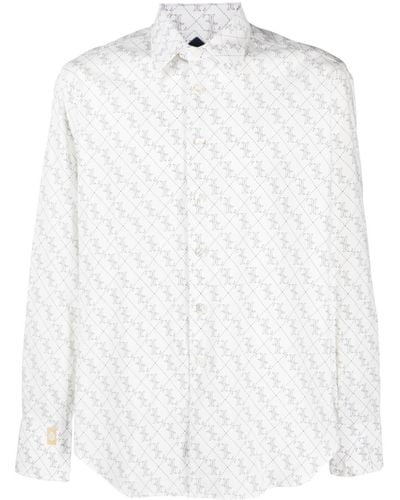 Billionaire Monogram-print Long-sleeve Shirt - White