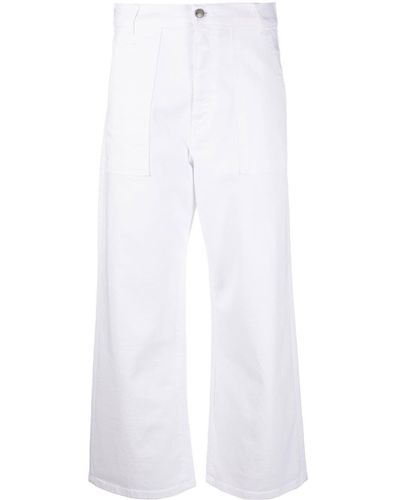 Fay Cropped Flared Pants - White