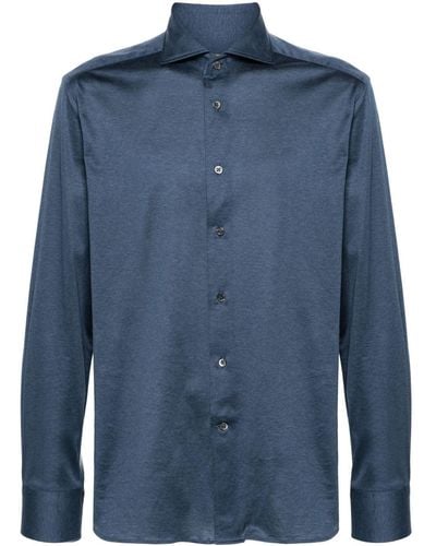 Corneliani Spread-collar cotton shirt - Azul