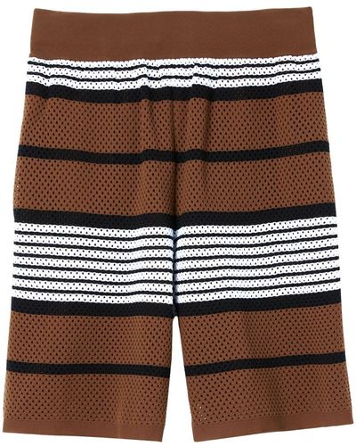 Burberry Perforated Striped Bermuda Shorts - Multicolour