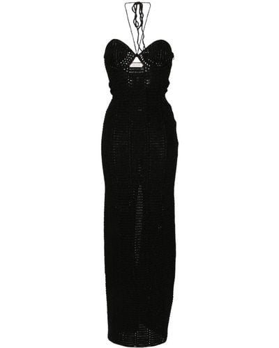 The Mannei Bergen Crochet-knit Maxi Dress - Black