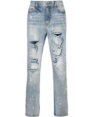 Mostly Heard Rarely Seen Half And Half Paneled Jeans - Blue