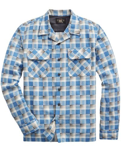 RRL Cotton-chamois Plaid Shirt - Blue