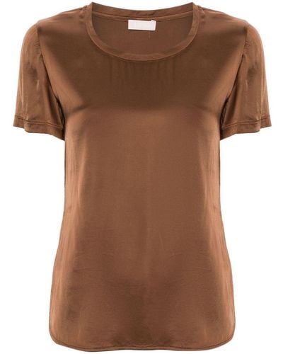 Liu Jo Round-neck Satin T-shirt - Brown