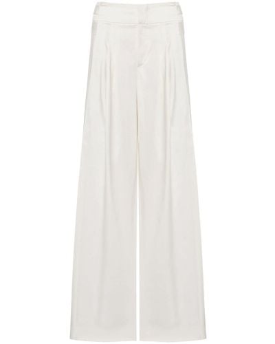 Alberta Ferretti Wide-leg Cotton Trousers - White