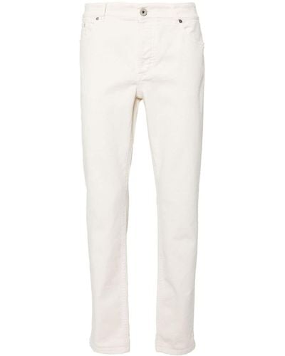 Brunello Cucinelli Halbhohe Slim-Fit-Jeans - Weiß