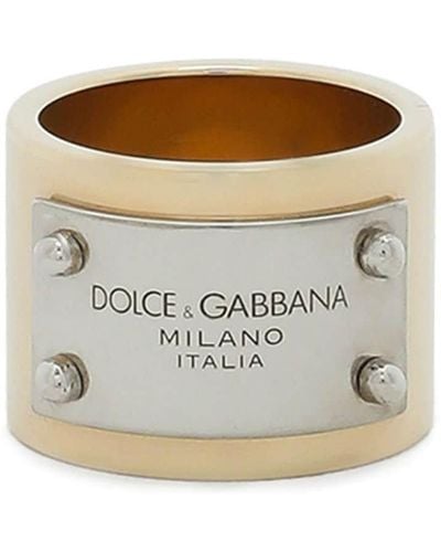 Dolce & Gabbana ロゴエングレーブ リング - メタリック