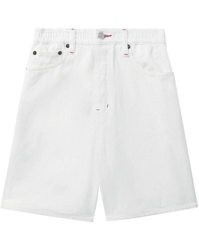 Still Here Elasticated-waist Denim Shorts - White