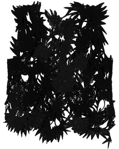 JNBY Floral-appliqué Cut-out Top - Black
