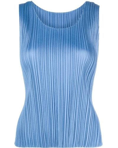 Pleats Please Issey Miyake Monthly Colours March Plissé Tank Top - Blue