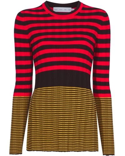 Proenza Schouler Slinky Striped Long-sleeve Sweater - Red
