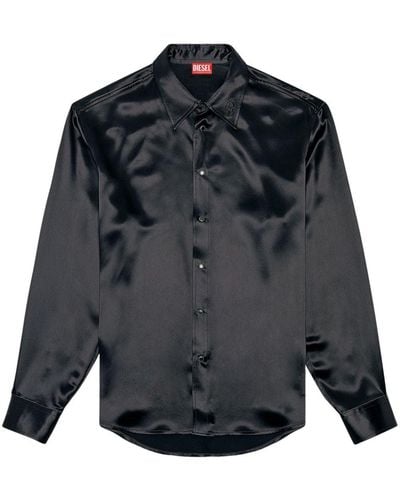 DIESEL S-ricco Satijnen Overhemd - Zwart