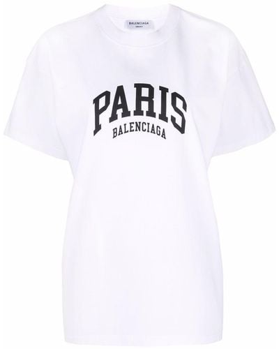Balenciaga Paris Logo Cotton T-shirt - White