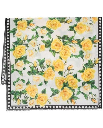 Dolce & Gabbana Schal mit Blumen-Print - Mettallic