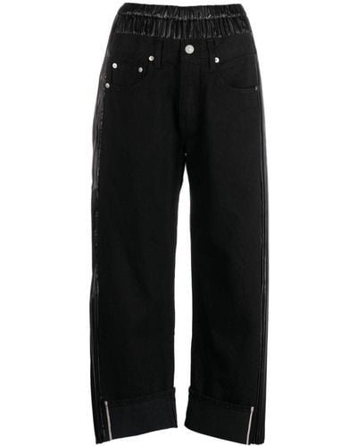 Junya Watanabe Logo-patch Panelled-design Cropped Jeans - Black